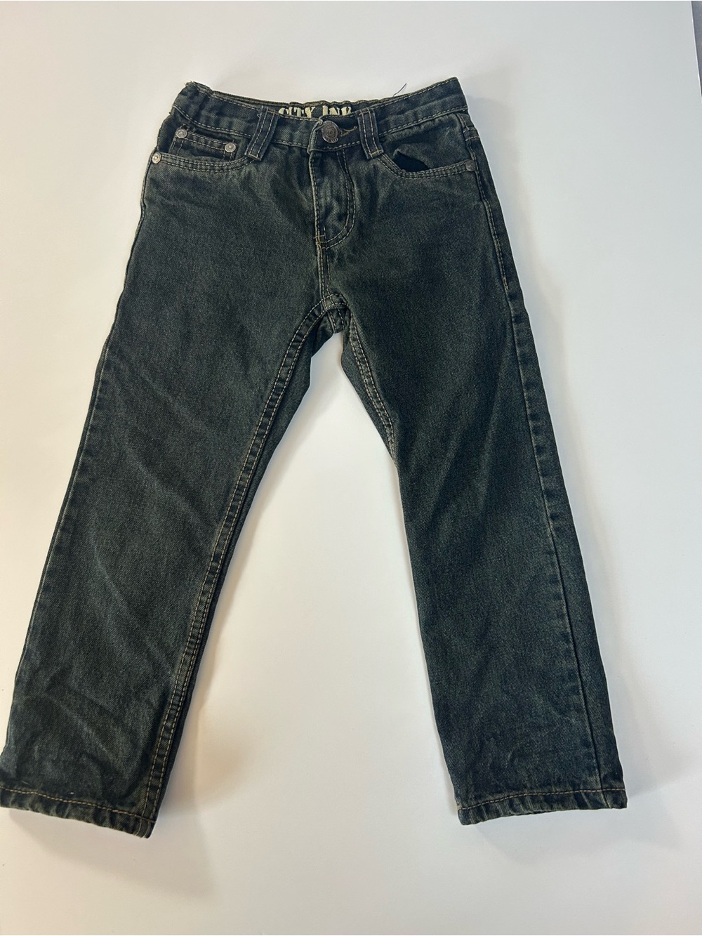 City Ink Boys Dark Wash Straight Leg Jeans Size 6 Adjustable Waist Denim Pants